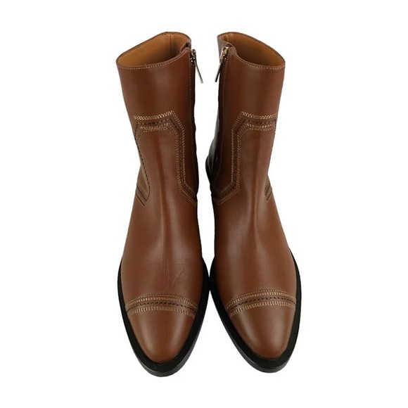 ROBERT CLERGERIE Merry Brown Leather Ankle Boots Heels Size 38 - Picture 4 of 12